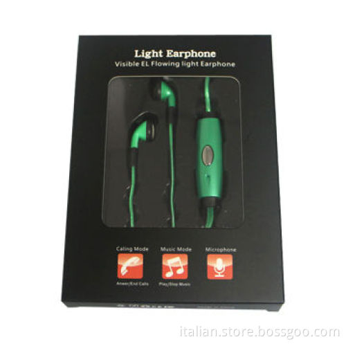 In-ear EL light earphone with mic OEM welcome